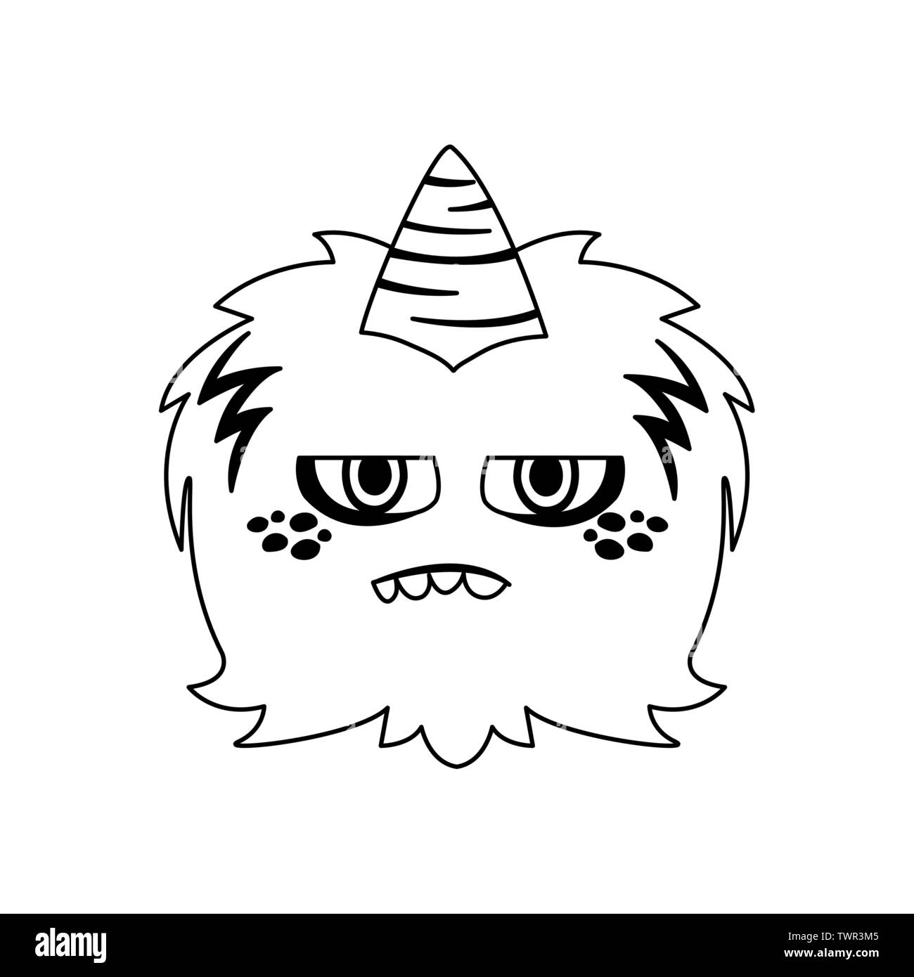 funny monster with horn comic character vector illustration design ...