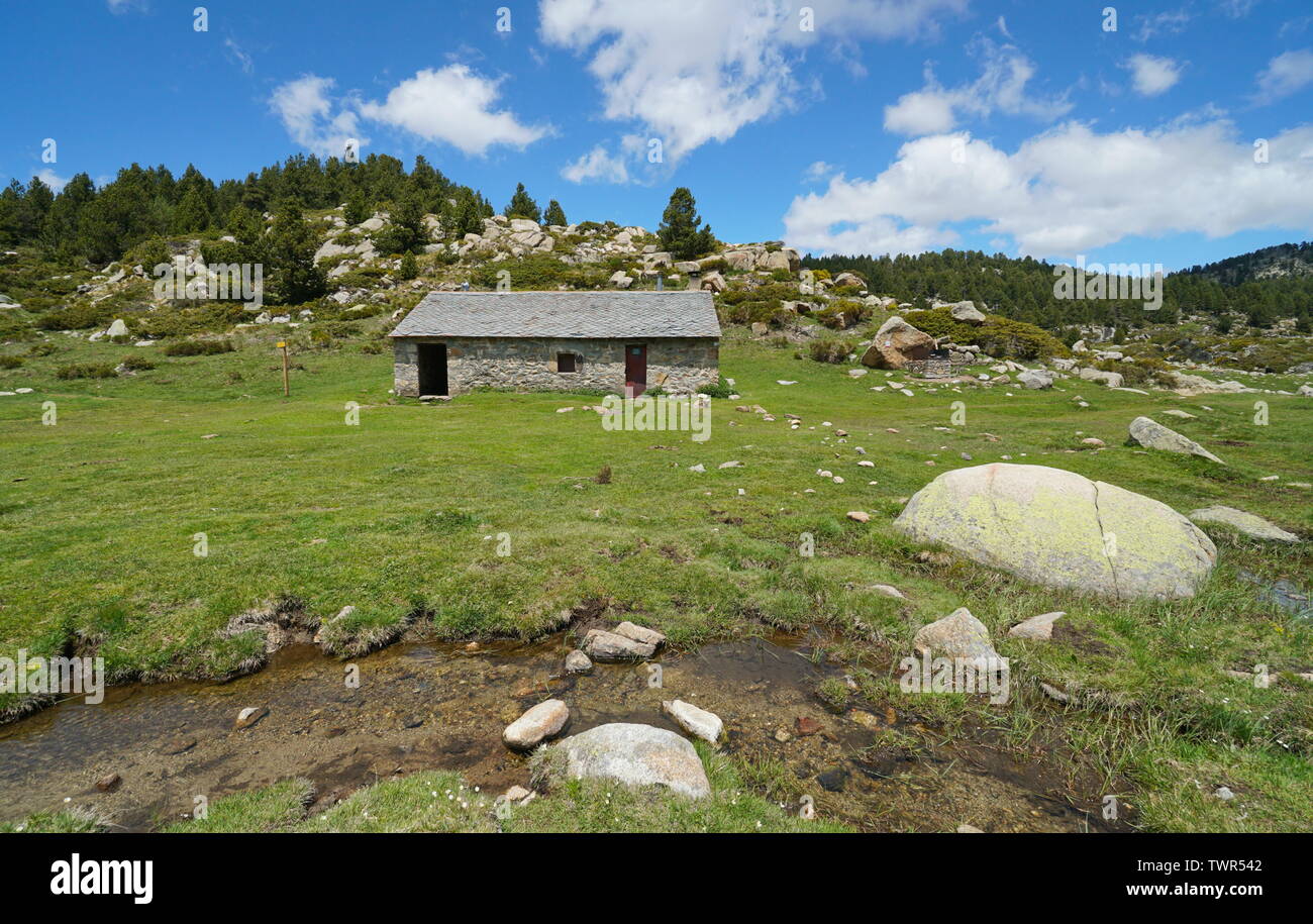 Mountain refuge in the natural park of the Catalan Pyrenees, France, Pyrenees-Orientales Stock Photo