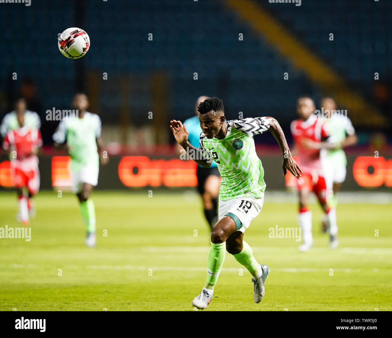 Alexandria, Egypt.   Alexandia, Egypt. 22nd June, 2019. Abdullahi Shehu of Nigeria during the African Cup of Nations match between Nigeria and Burundi at the Alexandria Stadium in Alexandia, Egypt. Ulrik Pedersen/CSM/Alamy Live News Stock Photo