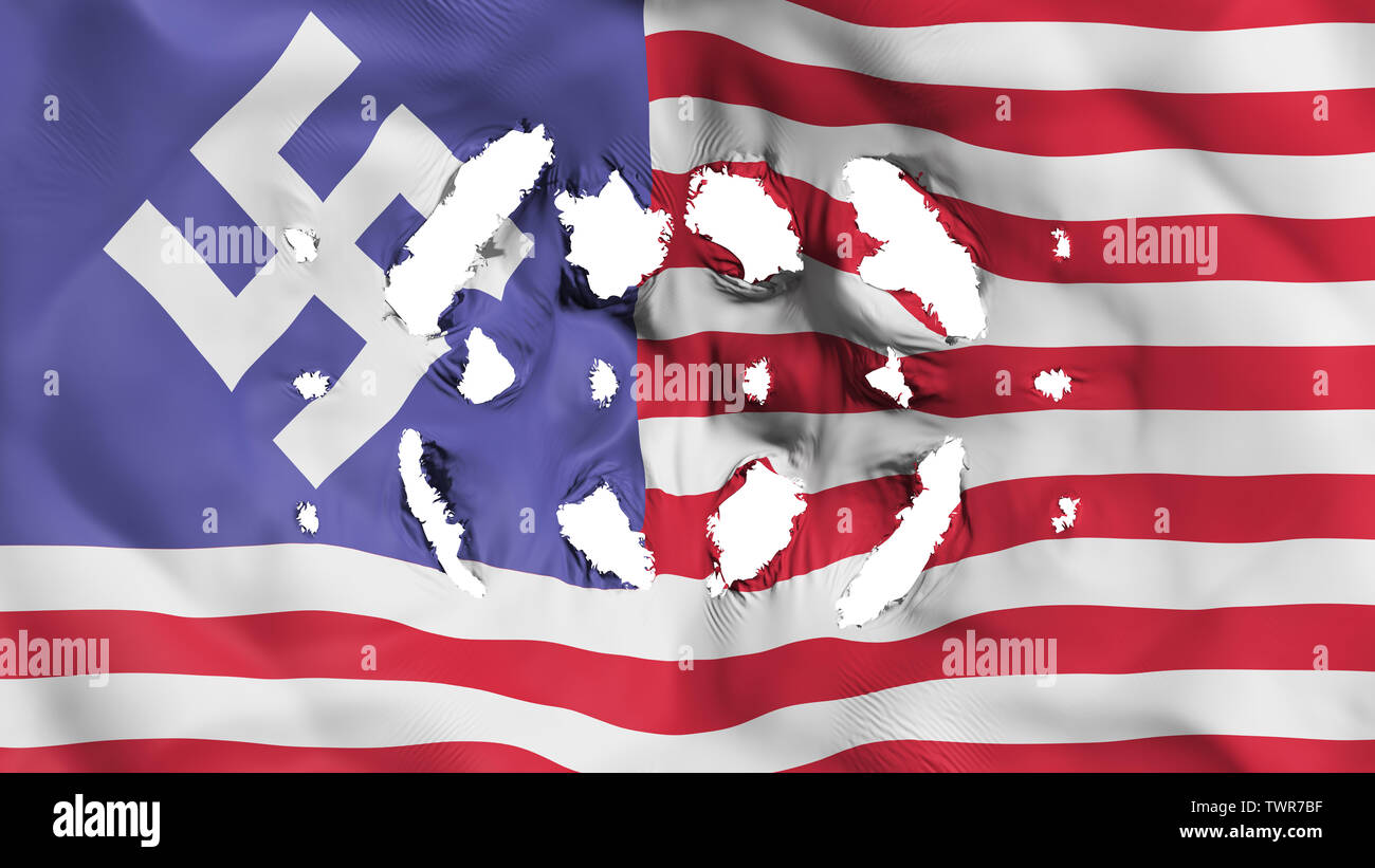 USA swastika flag with a small holes Stock Photo