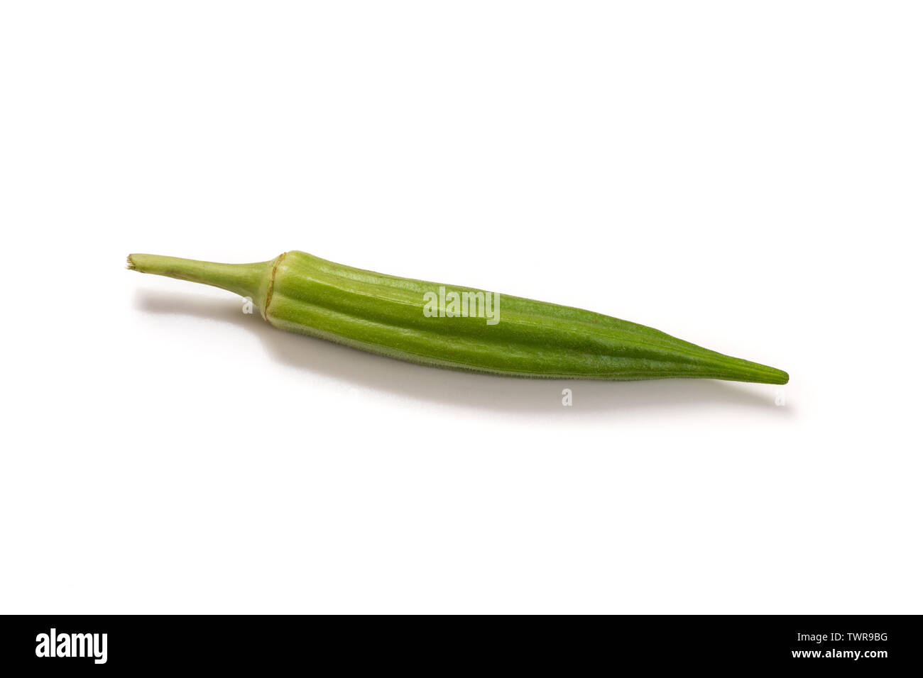 Fresh organic green okra isolated on a white background. Stock Photo