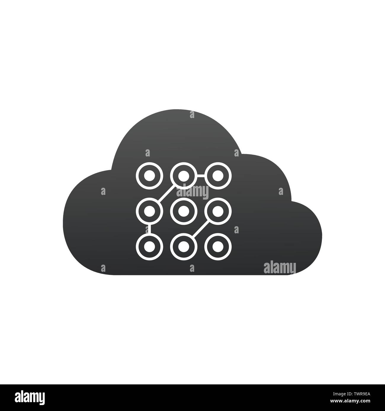 Cloud Lock Screen Pattern, cyber security concept. Vector illustration isolated on white background Stock Vector