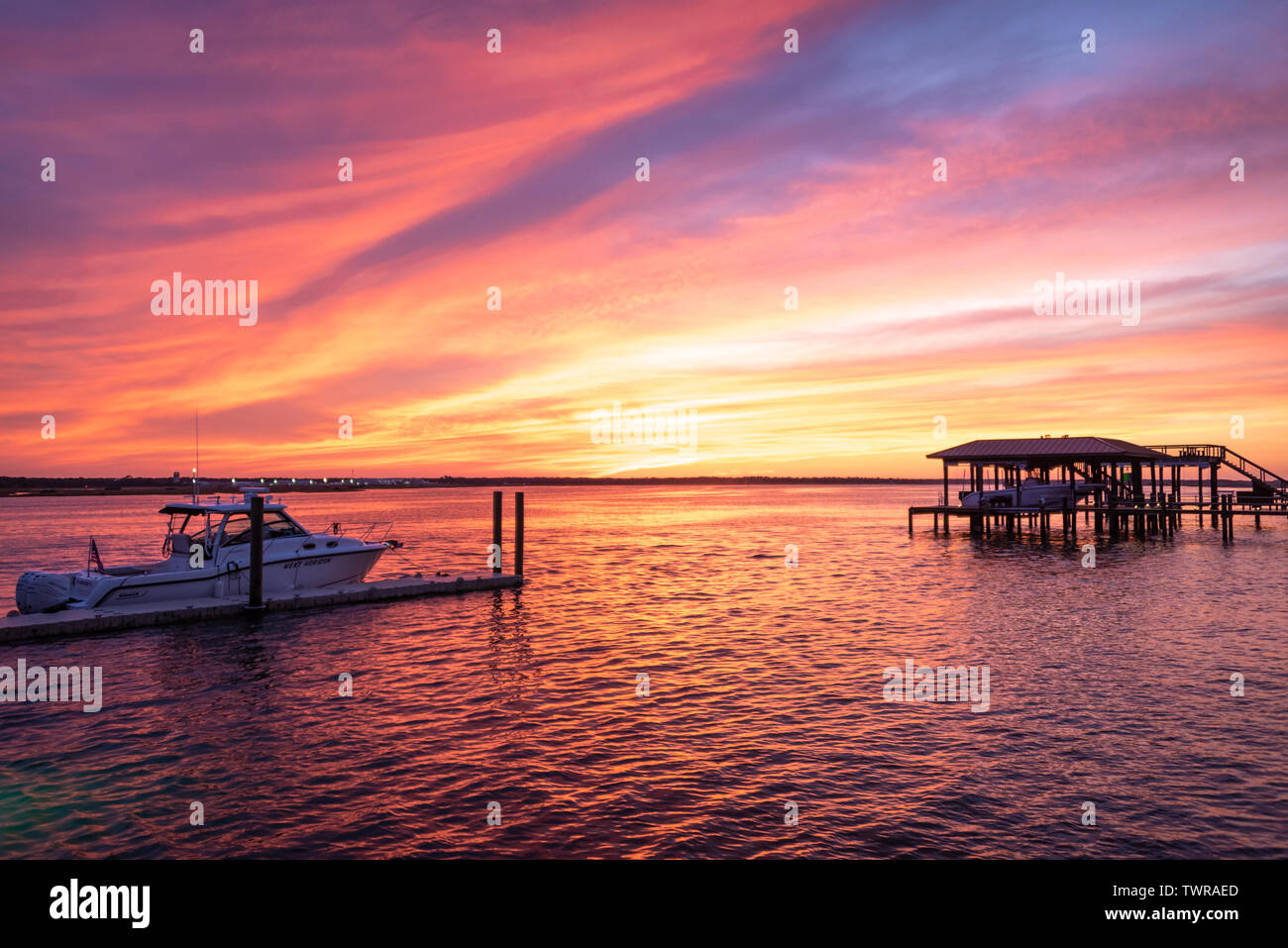A vibrant Florida sunset on the Intracoastal Water at St. Augustine. (USA) Stock Photo