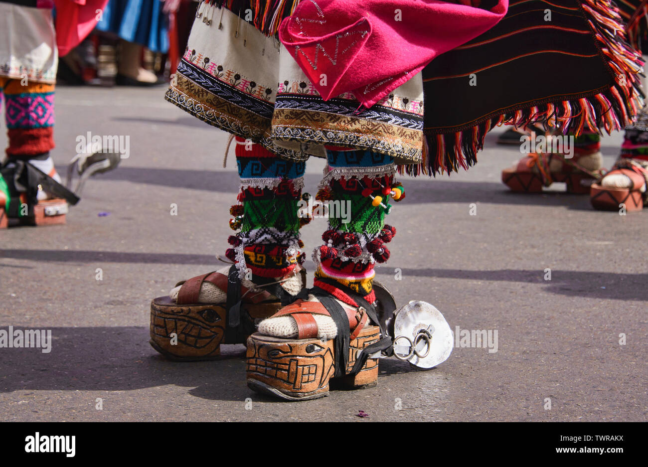 Shoes of indigenous dancer at the colorful Gran Poder Festival, La Paz,  Bolivia Stock Photo - Alamy