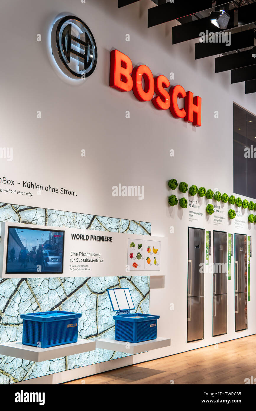 Berlin, Aug 2018 Bosch fridge refrigerator freezer, Robert Bosch