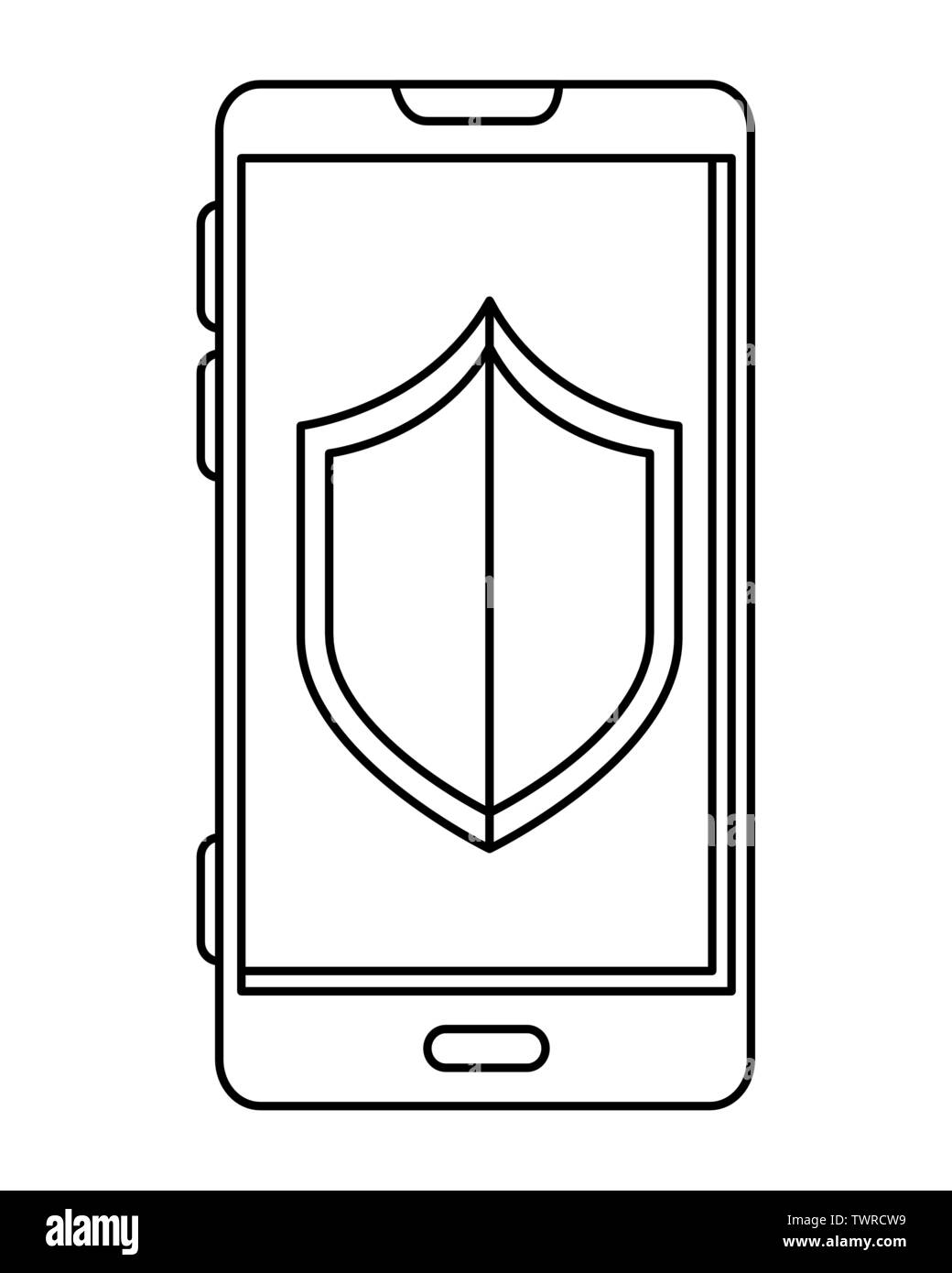 smartphone with shield security icon Stock Vector Image & Art - Alamy