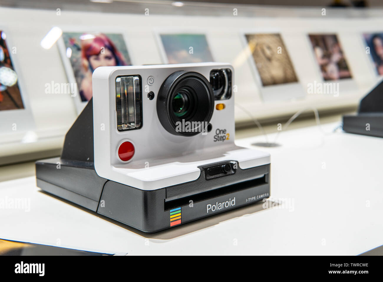 Berlin, Germany, August 29, 2018, Polaroid OneStep2 instant camera at  Polaroid exhibition pavilion showroom, stand at Global Innovations Show IFA  2018 Stock Photo - Alamy