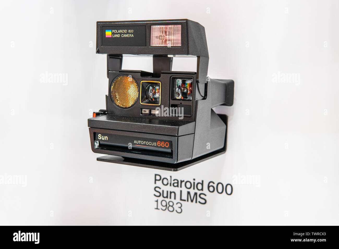 Berlin, Germany, August 29, 2018, Polaroid 600 Instant Camera at Polaroid  Originals Impossible Camera exhibition, Global Innovations Show IFA 2018  Stock Photo - Alamy