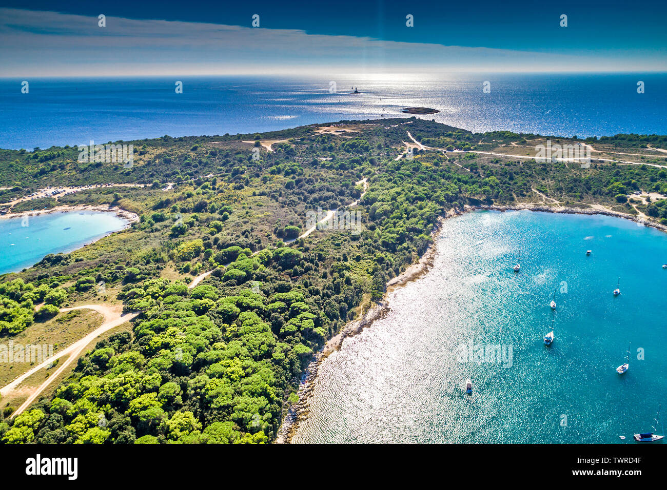 Croatia, Istria, aerial view of Cape Kamenjak Stock Photo