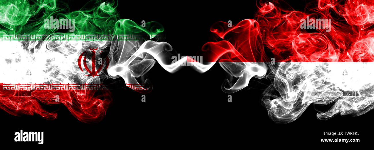 Iran vs Indonesia, Indonesian smoky mystic states flags placed side by