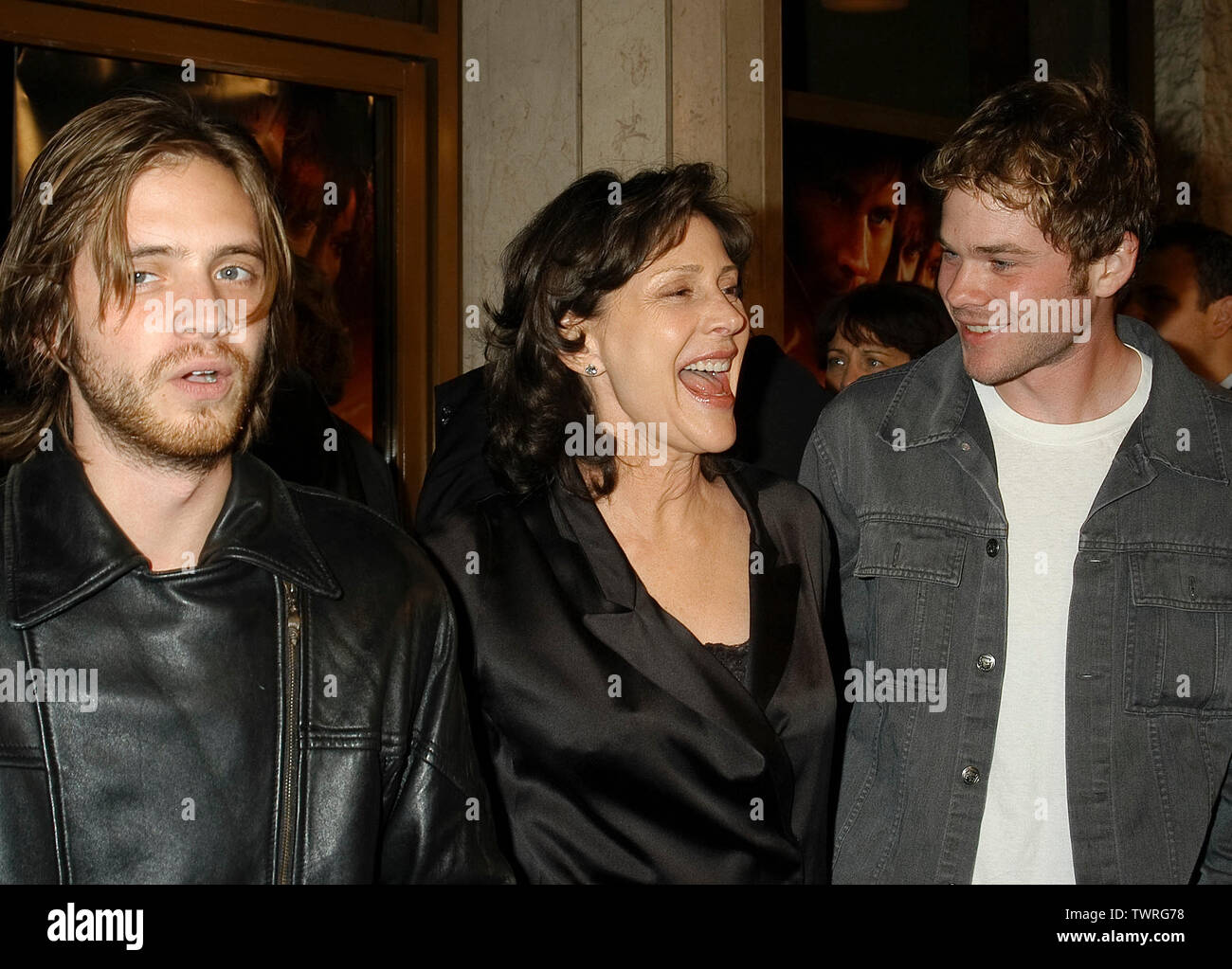 Aaron Stanford, Lauren Schuler Donner & Shawn Ashmore at the World Premiere of 'Timeline' at the Mann's National Theater in Hollywood, CA. The event took place on Wednesday, November 19, 2003.  Photo credit: SBM / PictureLux File Reference # 33790-2933SMBPLX  For Editorial Use Only -  All Rights Reserved Stock Photo