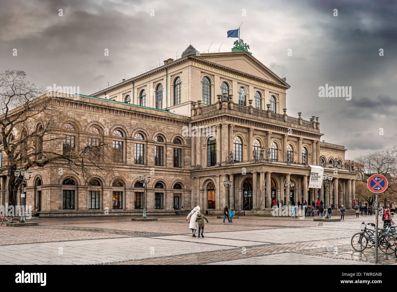 Hannover, Germany - Jan 27, 2019: View at Hannover opera house is a Neo Classical style building in the centre of the city, Germany. Stock Photo