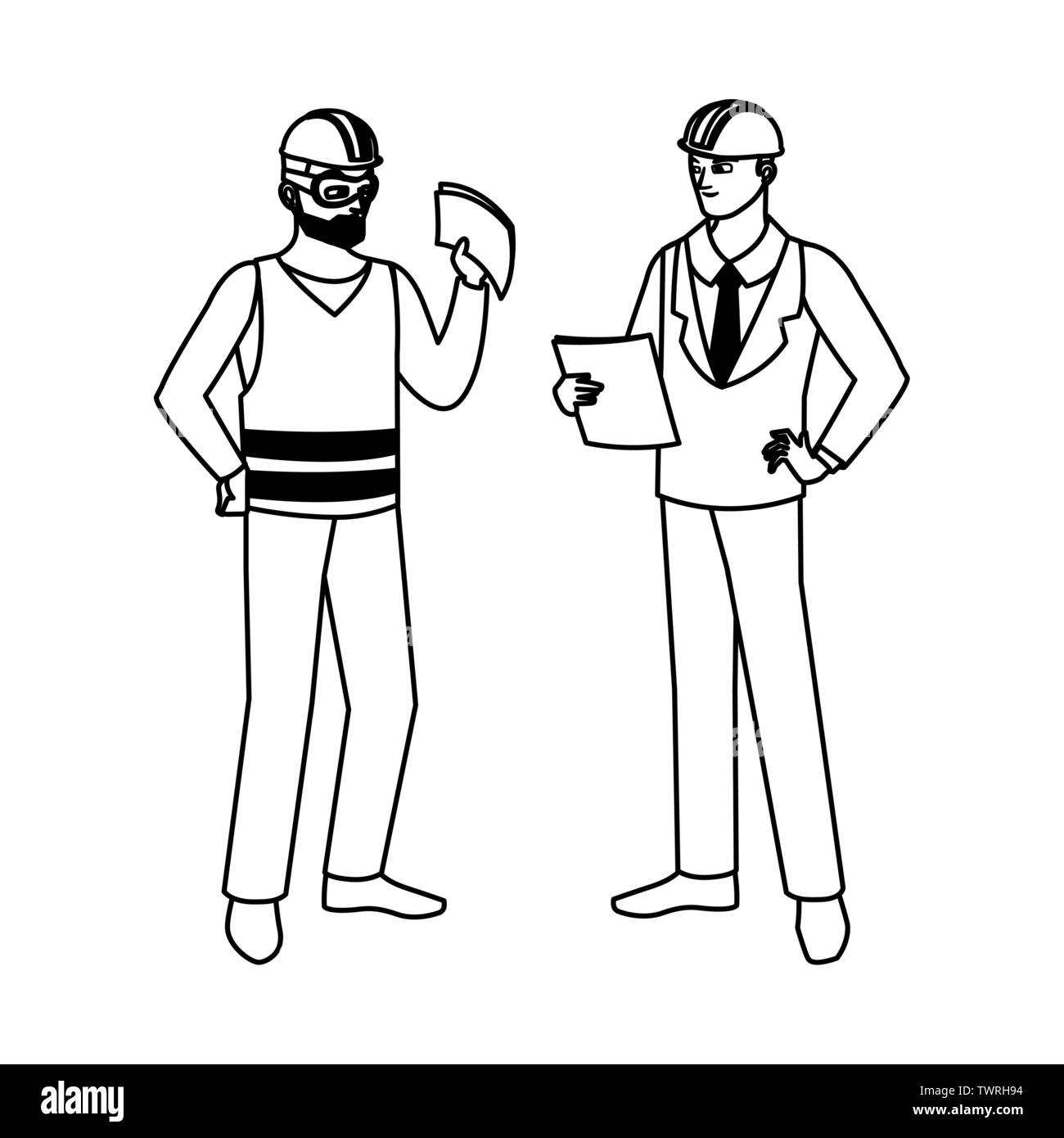 builder constructor with engineer characters vector illustration design ...