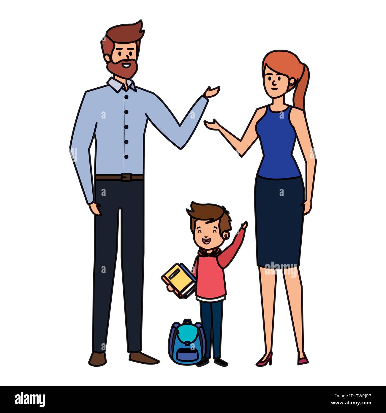 happy student boy with couple teachers Stock Vector Image & Art - Alamy