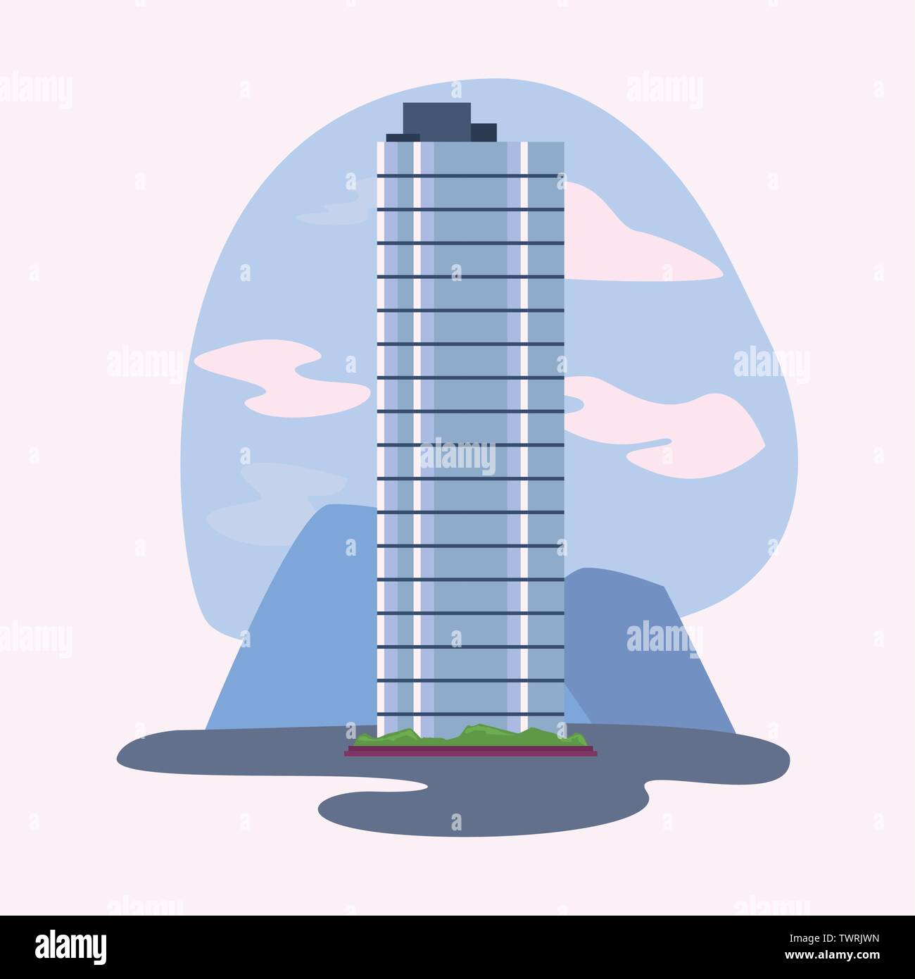 skyscraper urban futuristic building scene vector illustration Stock ...