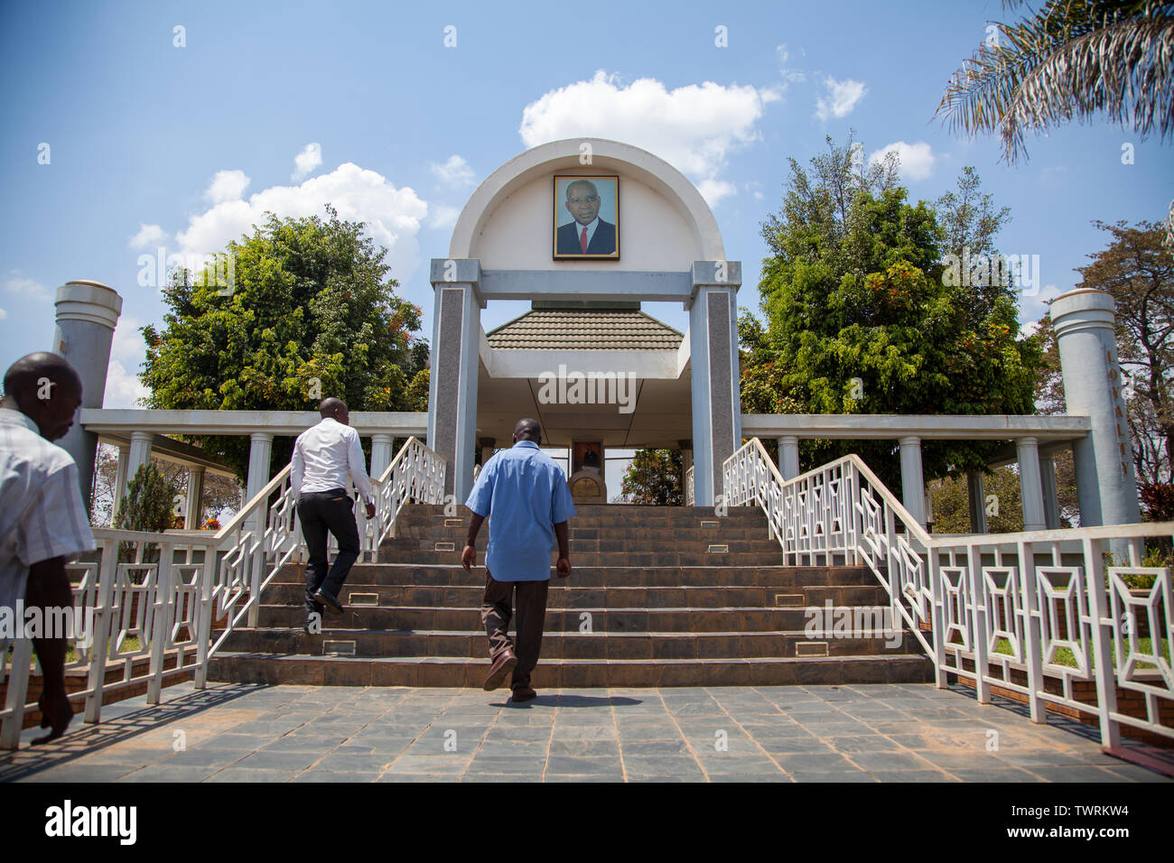 Kamuzu Dr Hastings Banda's mausoleum with people going up to view it Stock Photo