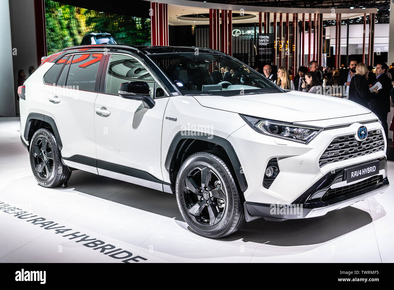 Paris France October 02 2018 Metallic White Toyota Rav4 Hybrid At Mondial Paris Motor Show Xa50 5th Gen Produced By Toyota Stock Photo Alamy