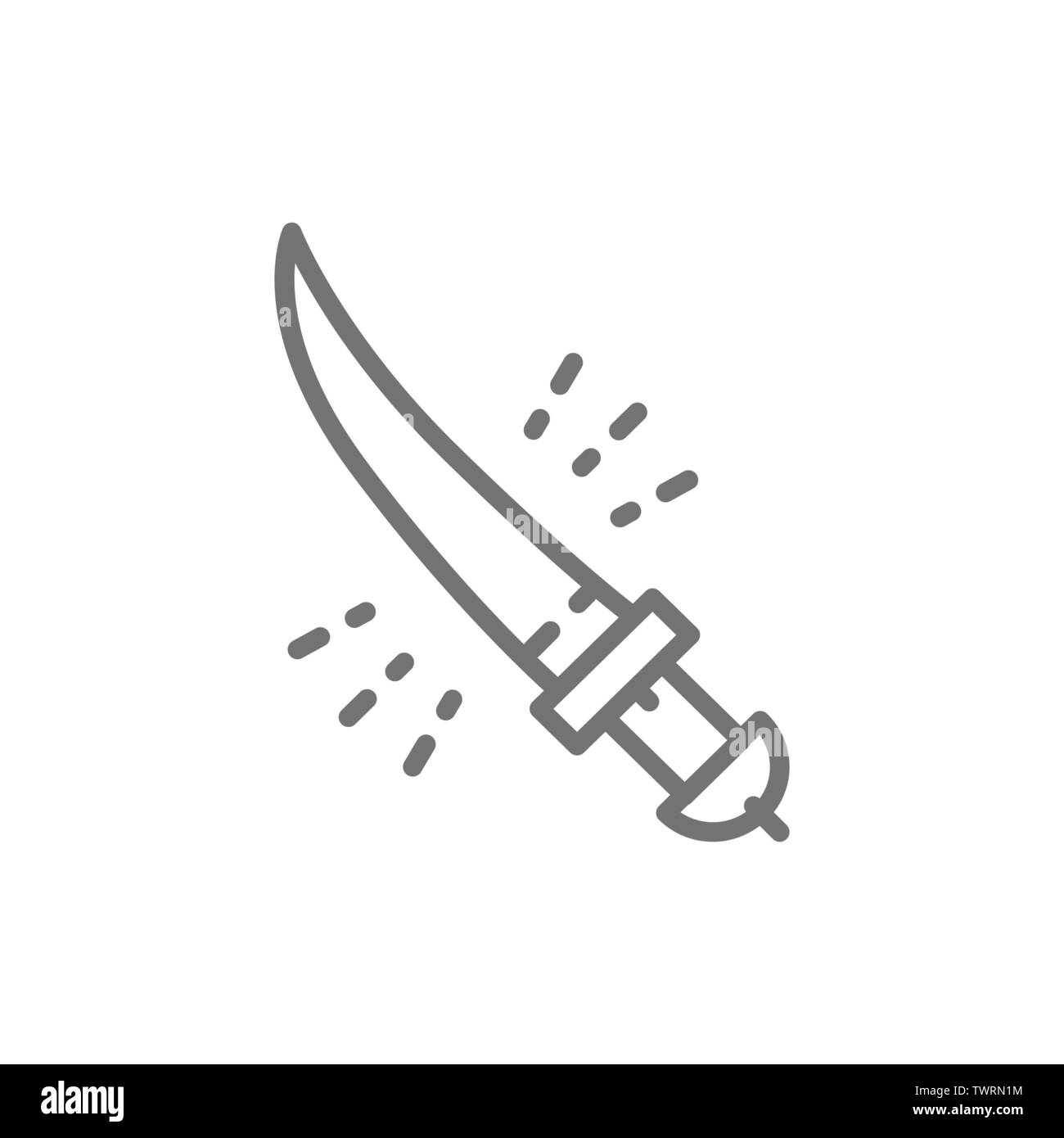 Shamshir sword, saber, arabian weapon line icon. Stock Vector
