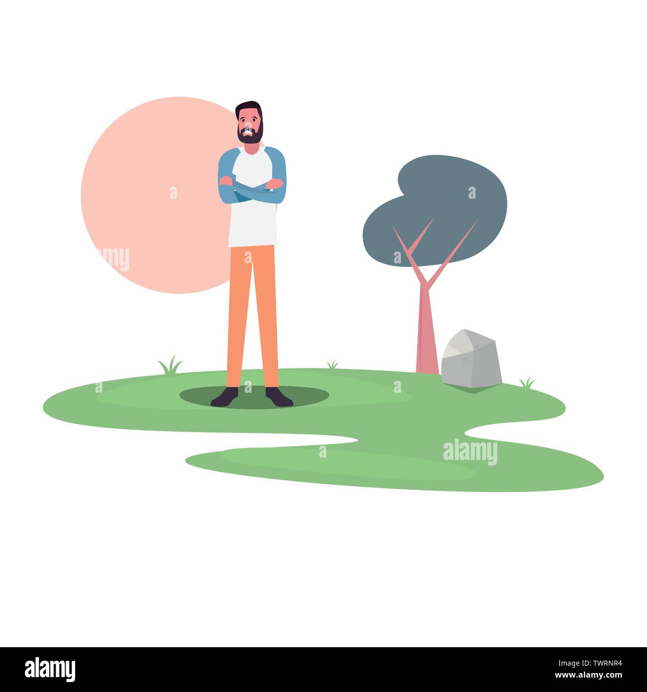man character in the park outdoor vector illustration Stock Vector ...