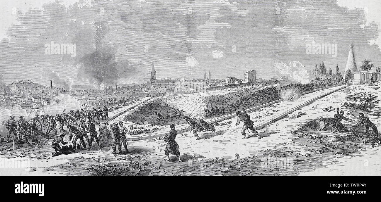 Last position of the insurgents at the cemetery of the Pere Lachaise during the Paris Commune, 1871 Stock Photo