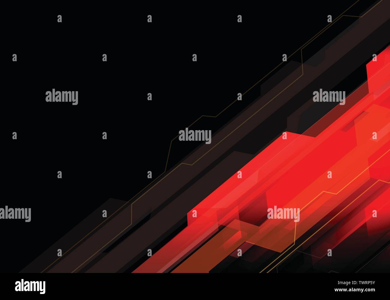 Abstract red light polygon technology on black design modern futuristic