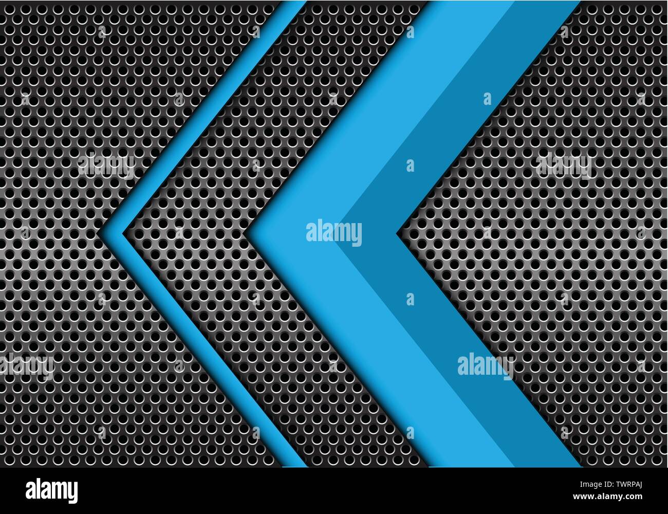 Abstract blue arrow on metal circle mesh design modern futuristic ...
