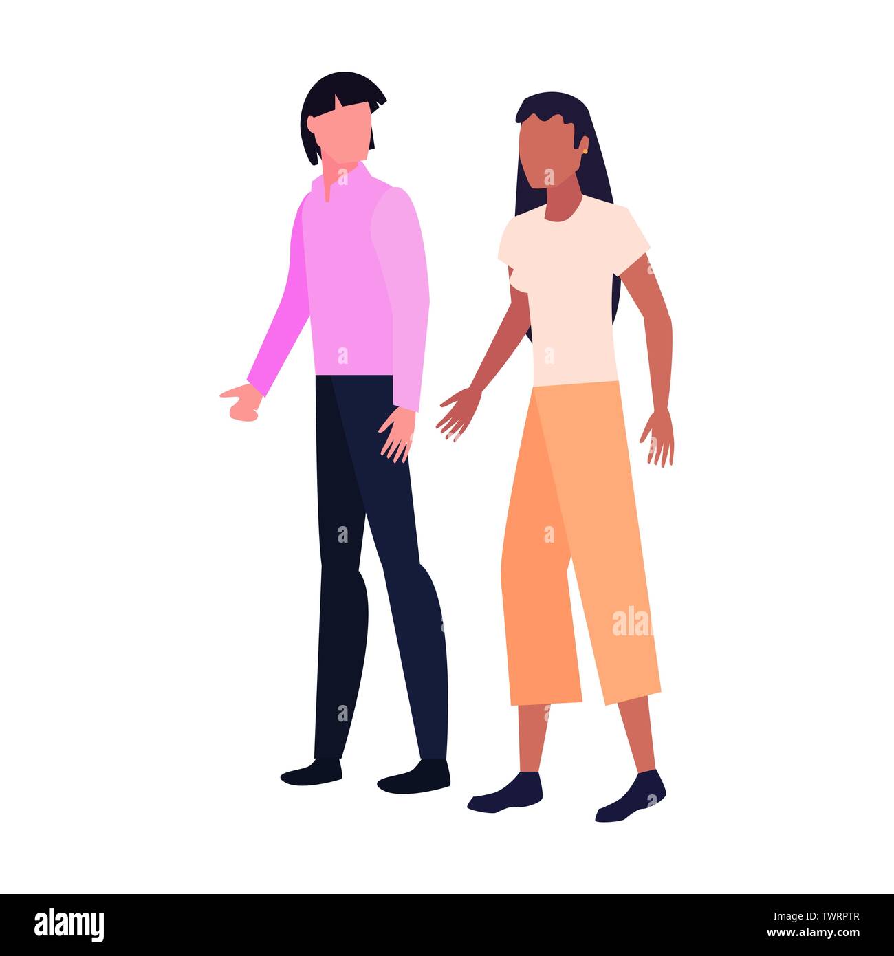 man and woman characters avatars on white background vector ...