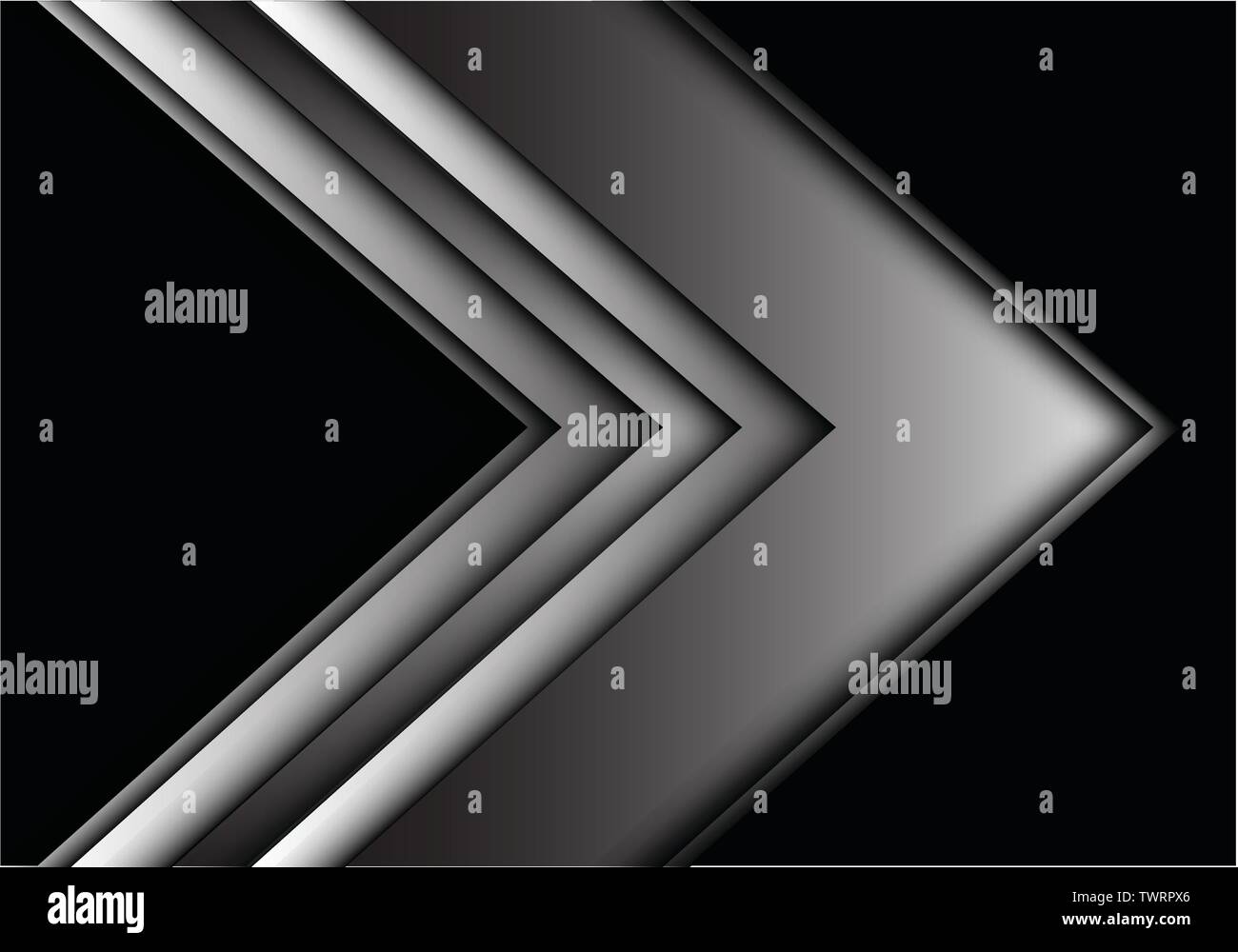 Abstract gray silver arrow on black design modern futuristic background ...