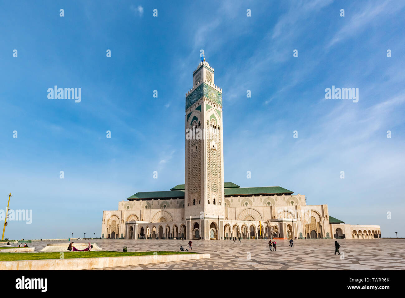 The Hassan II Mosque is a mosque in Casablanca, Morocco. It is the largest mosque in Morocco and the 7th largest in the world. Stock Photo