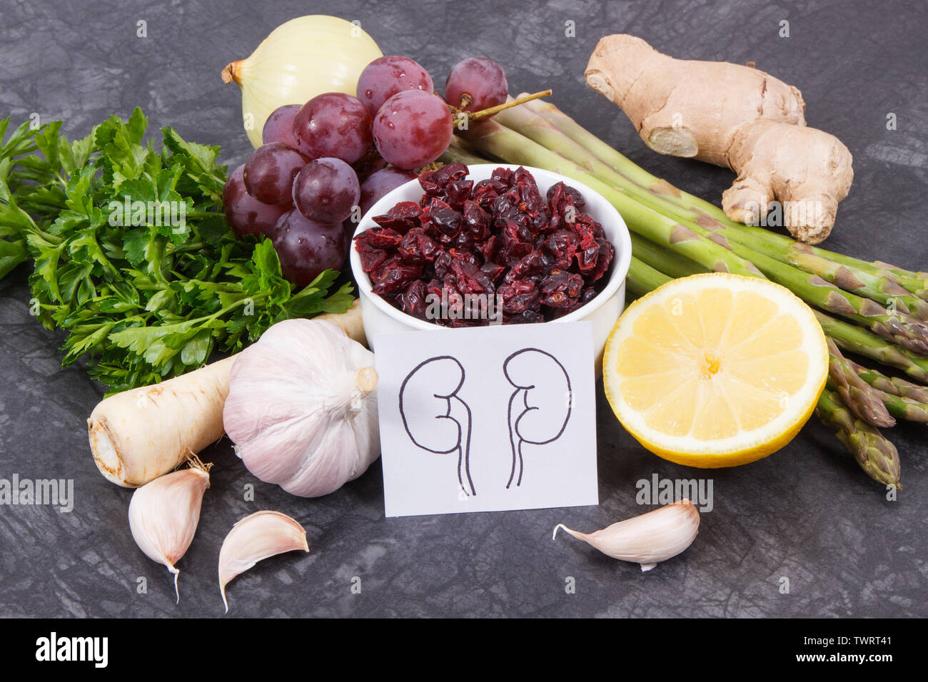Natural food for healthy kidneys. Nutritious eating containing vitamins