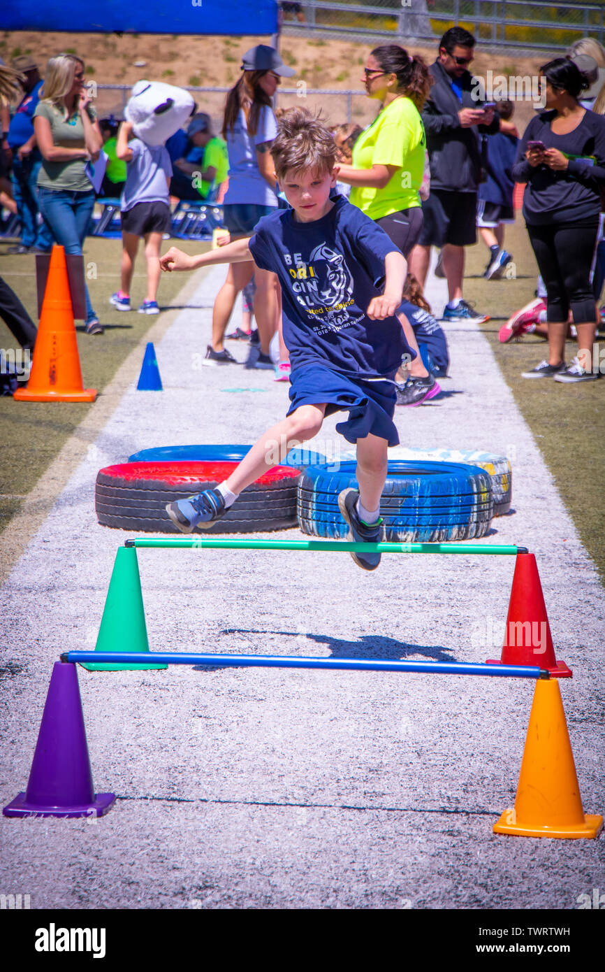Boy running race Stock Photo