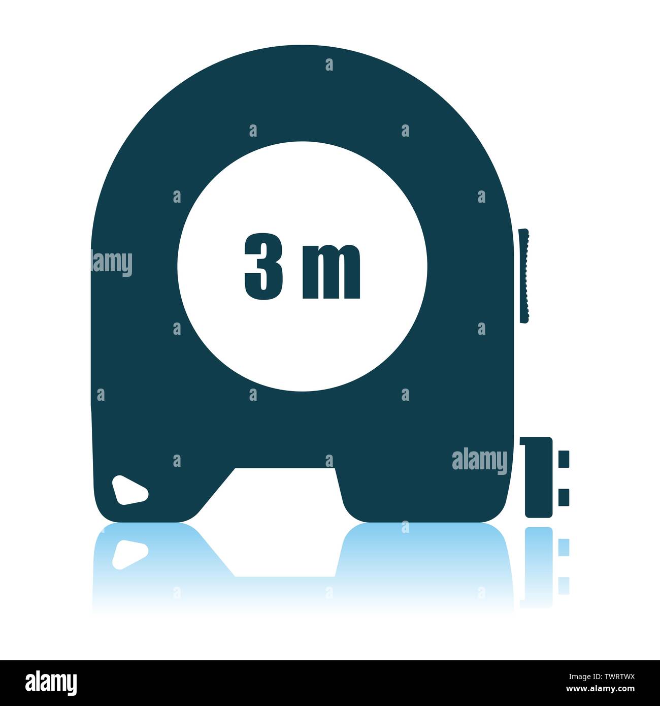 Icon Of Constriction Tape Measure. Shadow Reflection Design. Vector Illustration. Stock Vector