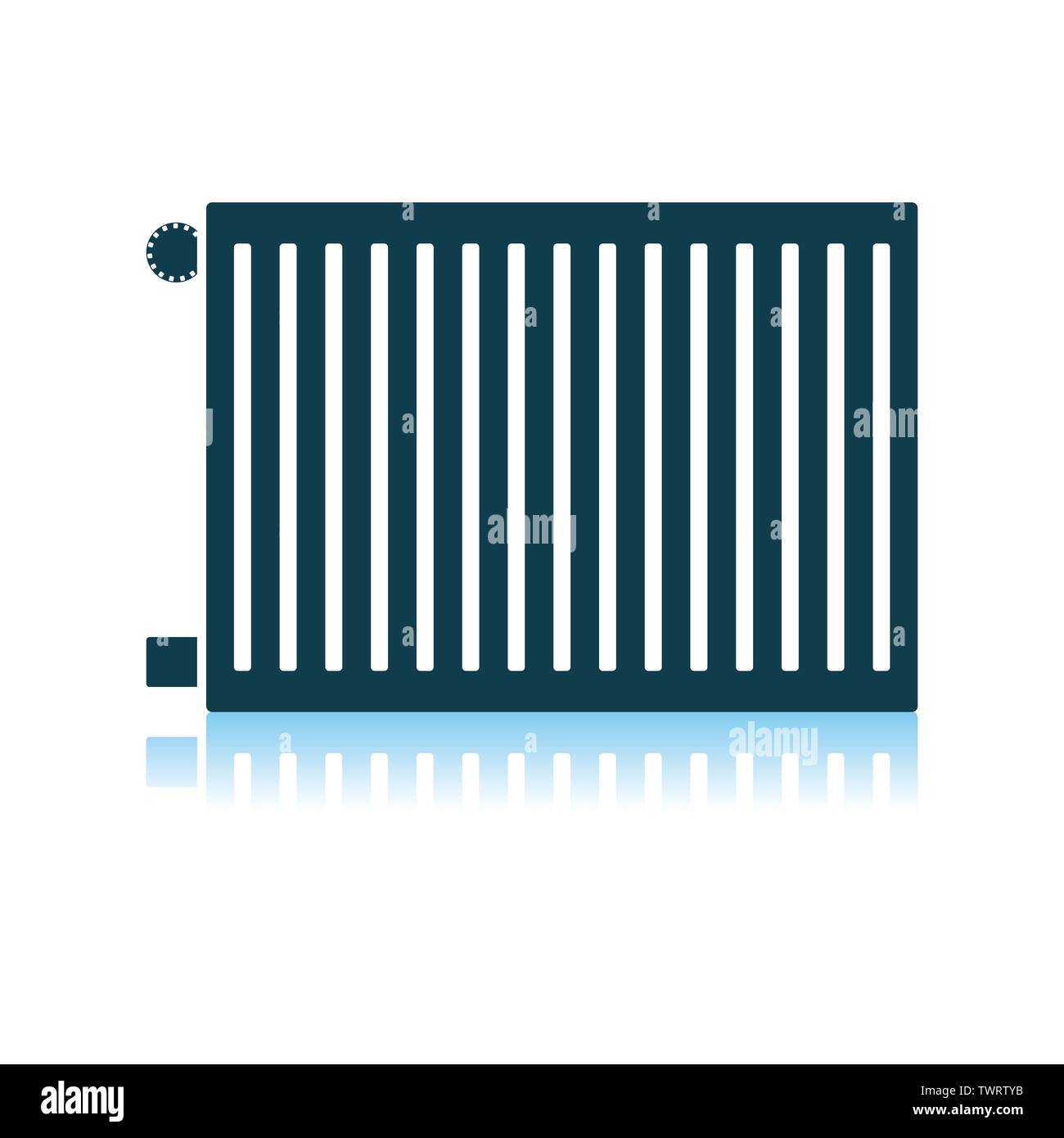 Icon Of Radiator. Shadow Reflection Design. Vector Illustration. Stock Vector