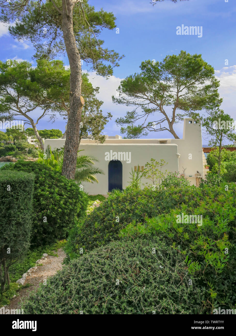 Majorca, Hidden villa, Balearic Islands, Spain, place in the sun, Majorca, Harbour, hedges, private, marina, garden, Moorish, influence, beachfront. Stock Photo