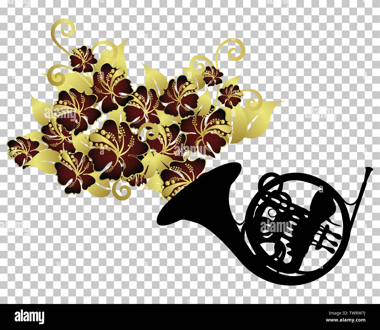 Colorful Wind Instrument Wind instrument with Floral border for design use. Vector illustration ...