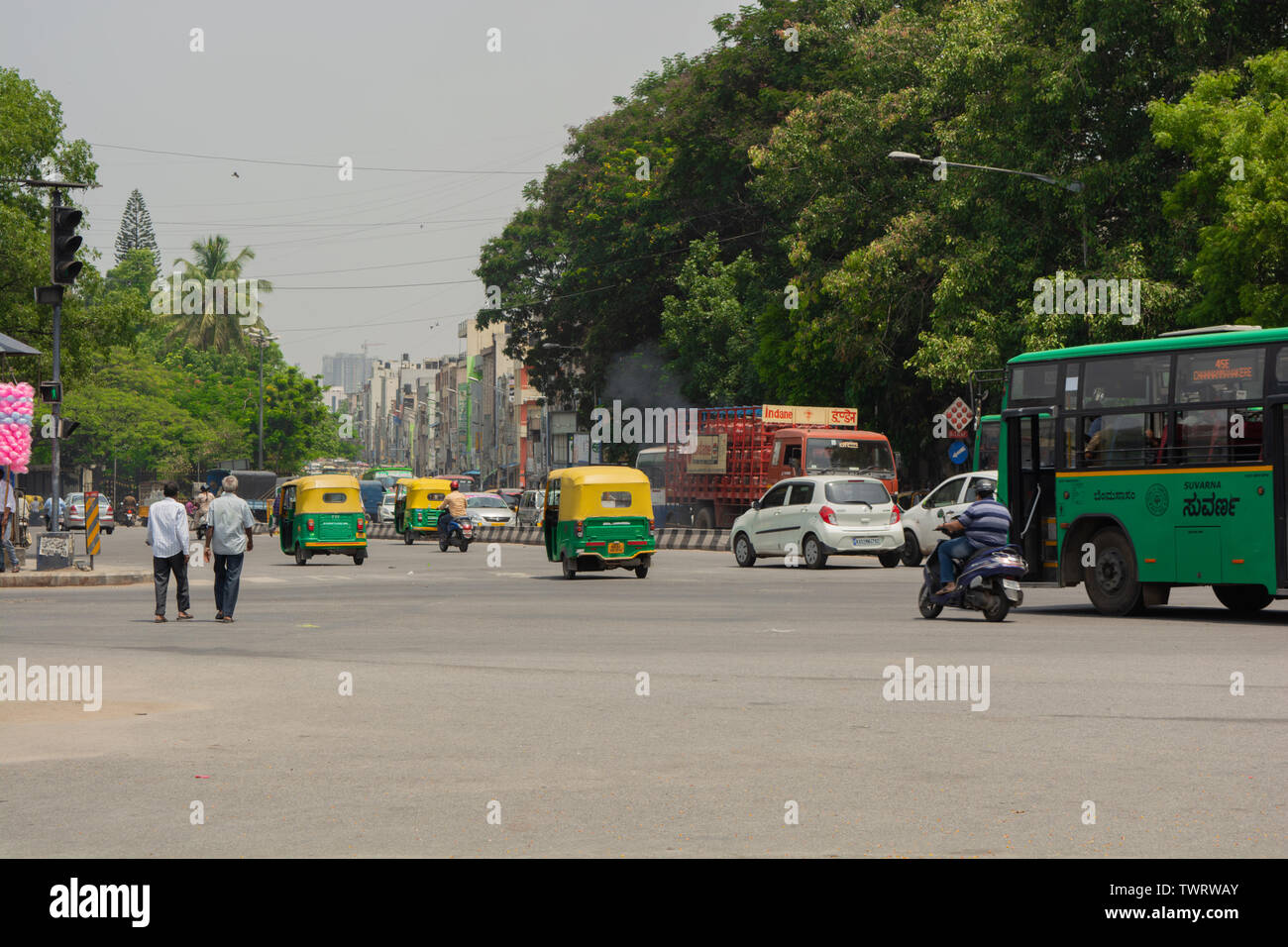 Bangalore, Karnataka India-June 04 2019 : Bengaluru city traffic near town hall, Bengaluru, India Stock Photo