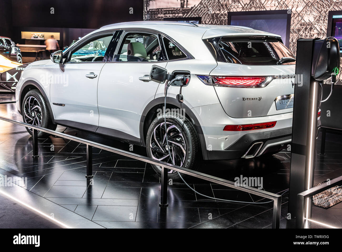 Paris, France, Oct 09, 2018 Citroen DS 7 Crossback E-Tense 4x4 Plug-In Hybrid at Mondial Paris Motor Show, SUV car produced by French Citroen DS Stock Photo