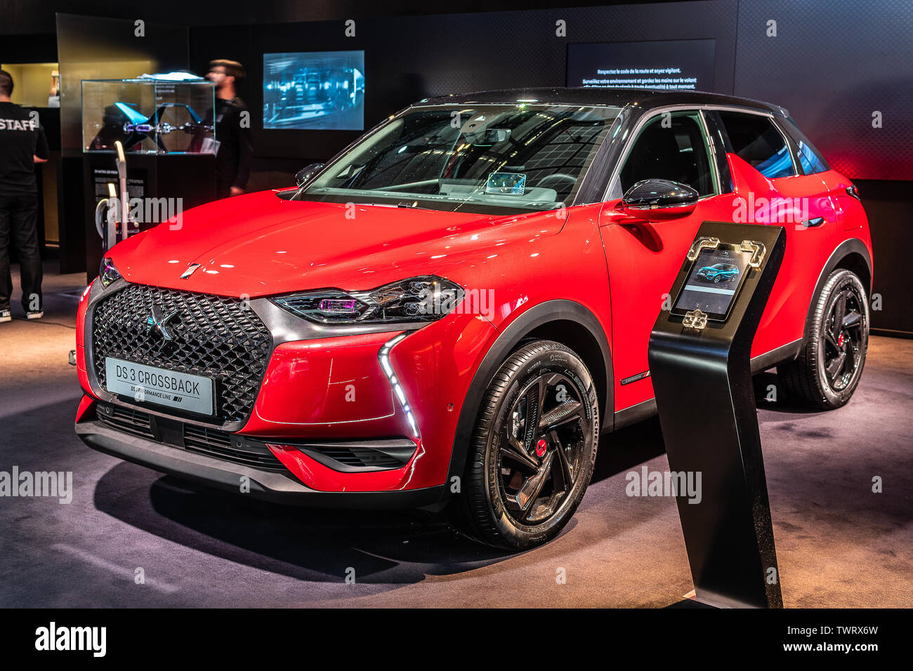 Paris, France, October 09, 2018 red Citroen DS 3 Crossback DS Performance Line, Mondial Paris Motor Show, SUV car produced by French DS Automobiles Stock - Alamy