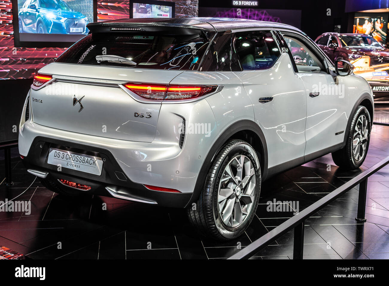 Paris, France, Oct 09, 2018 DS 3 Crossback E-Tense 4x4 Plug-In Hybrid at Mondial Paris Motor Show, SUV car produced by French Citroen Stock Photo - Alamy
