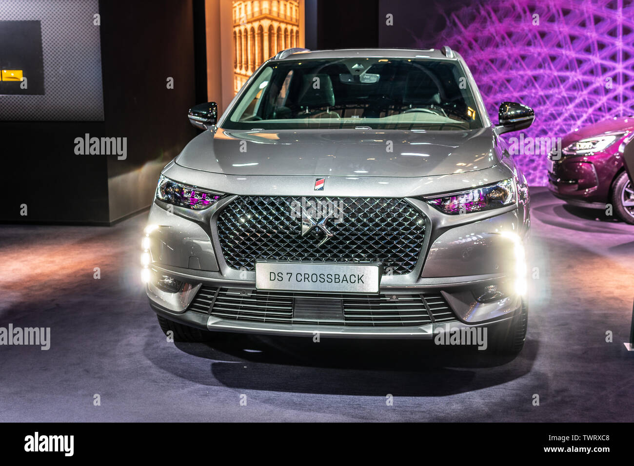 Paris, France, Oct 09, 2018 Citroen DS 7 Crossback 4x4 at Mondial Paris Motor Show, SUV car produced by French DS Automobiles Stock Photo