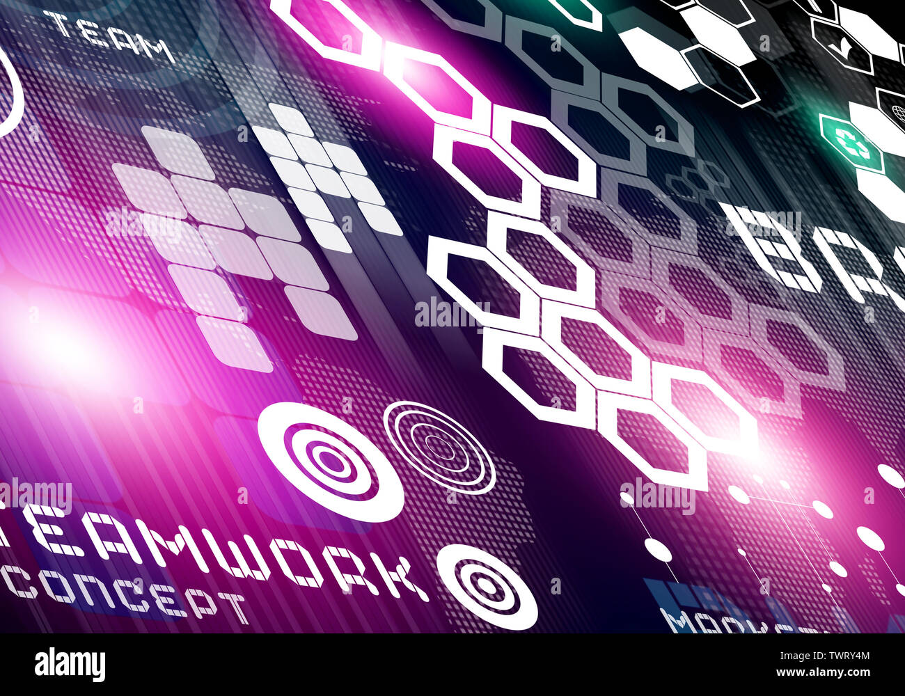 Digital business background image with icons on media screen Stock