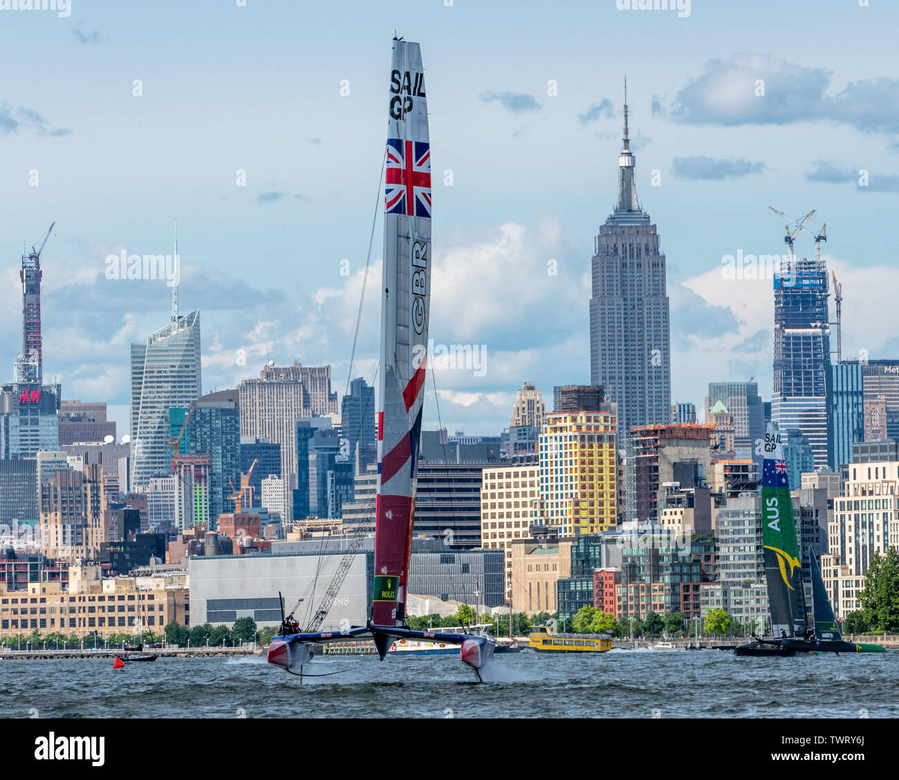 New York, USA. 22nd June, 2019. Team Great Britain SailGP F50 catamaran
