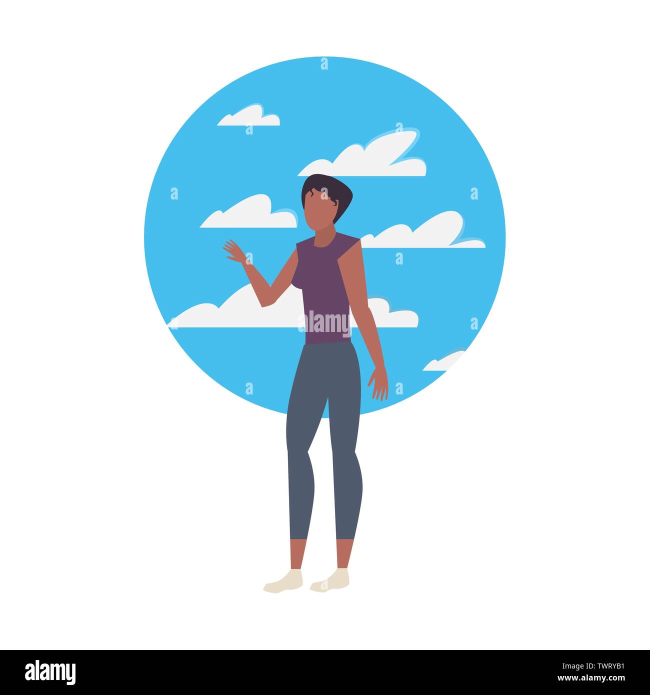 woman avatar character with sky background vector illustration Stock ...