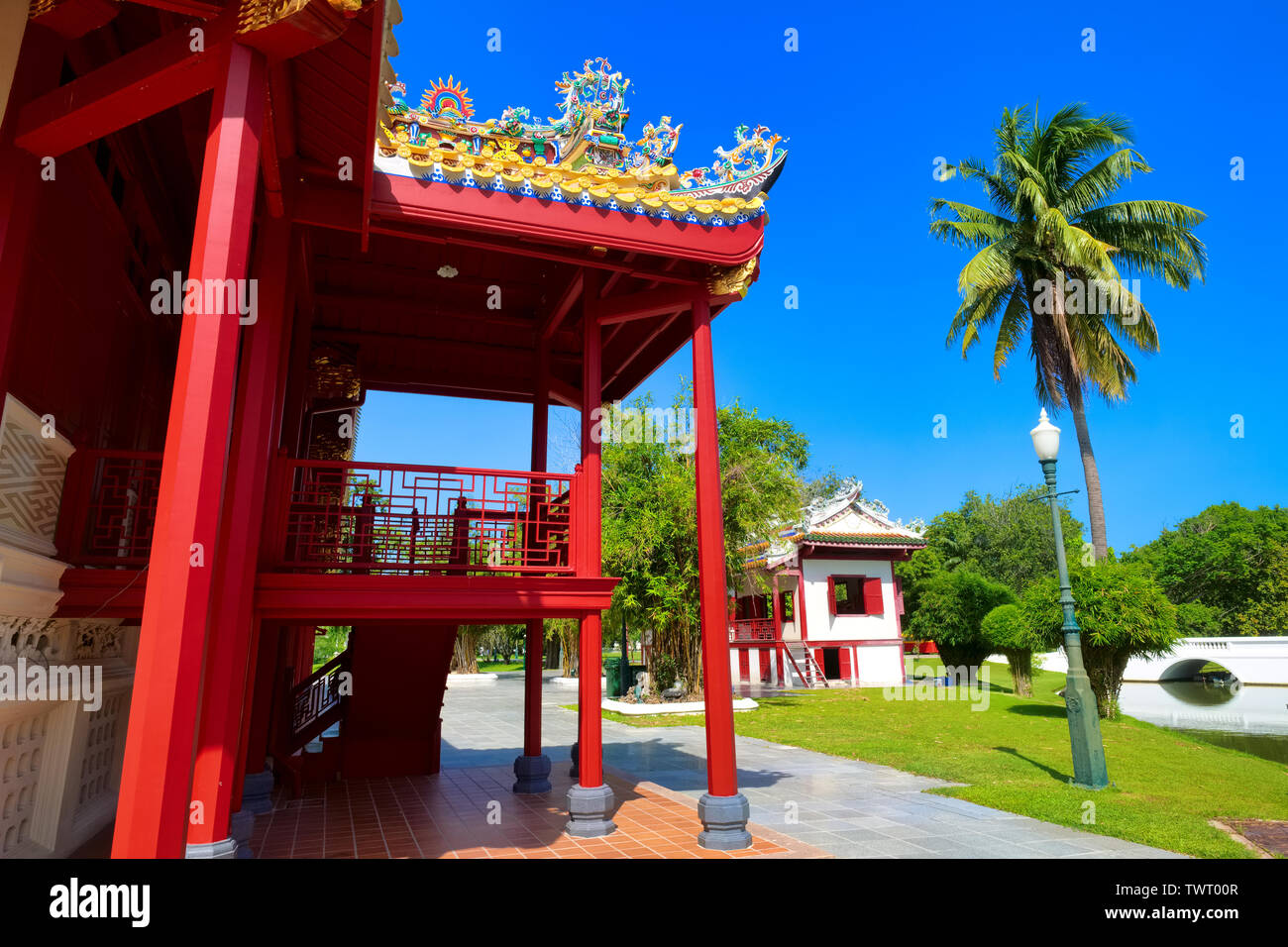 Tien Meng Toei, a Chinese-style palace building in the grounds of Bang Pa-In Palace, Bang Pa-In, Thailand Stock Photo