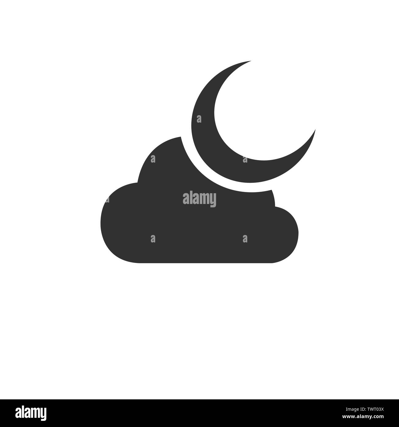Moon, clouds icon. Sleep dreams symbol. Night or bed time sign. Flat sign on white background. Vector Stock Vector