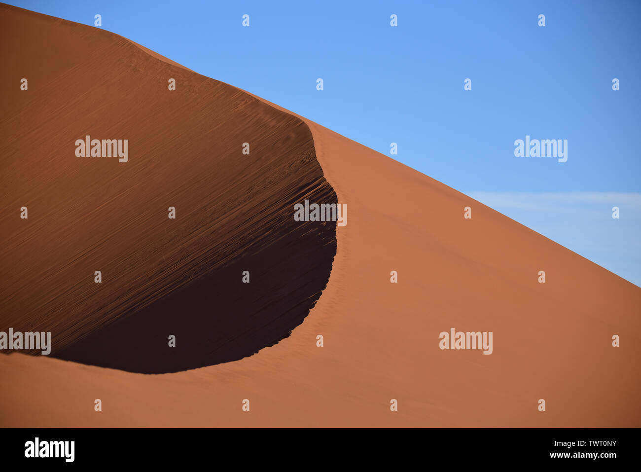 Detail of Big Daddy dune at Namib Desert, Sossusvlei. Sand dunes at sunrise, Namibia, Africa Stock Photo