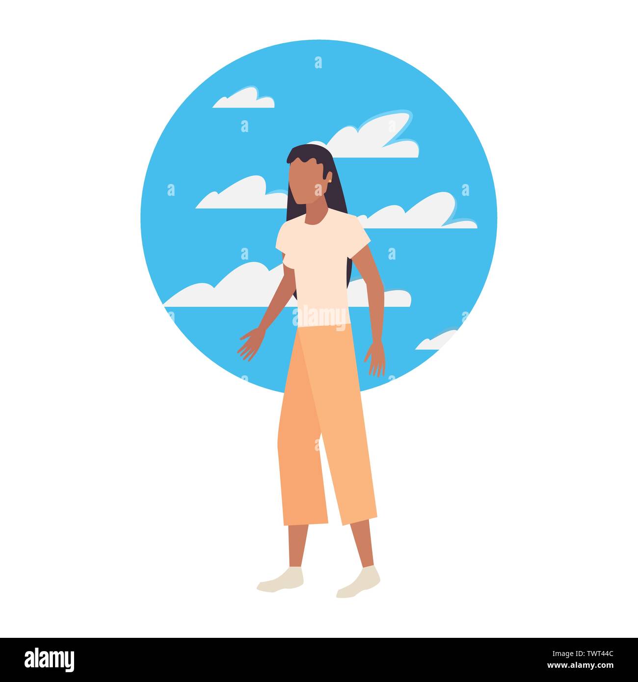 woman avatar character with sky background vector illustration Stock ...