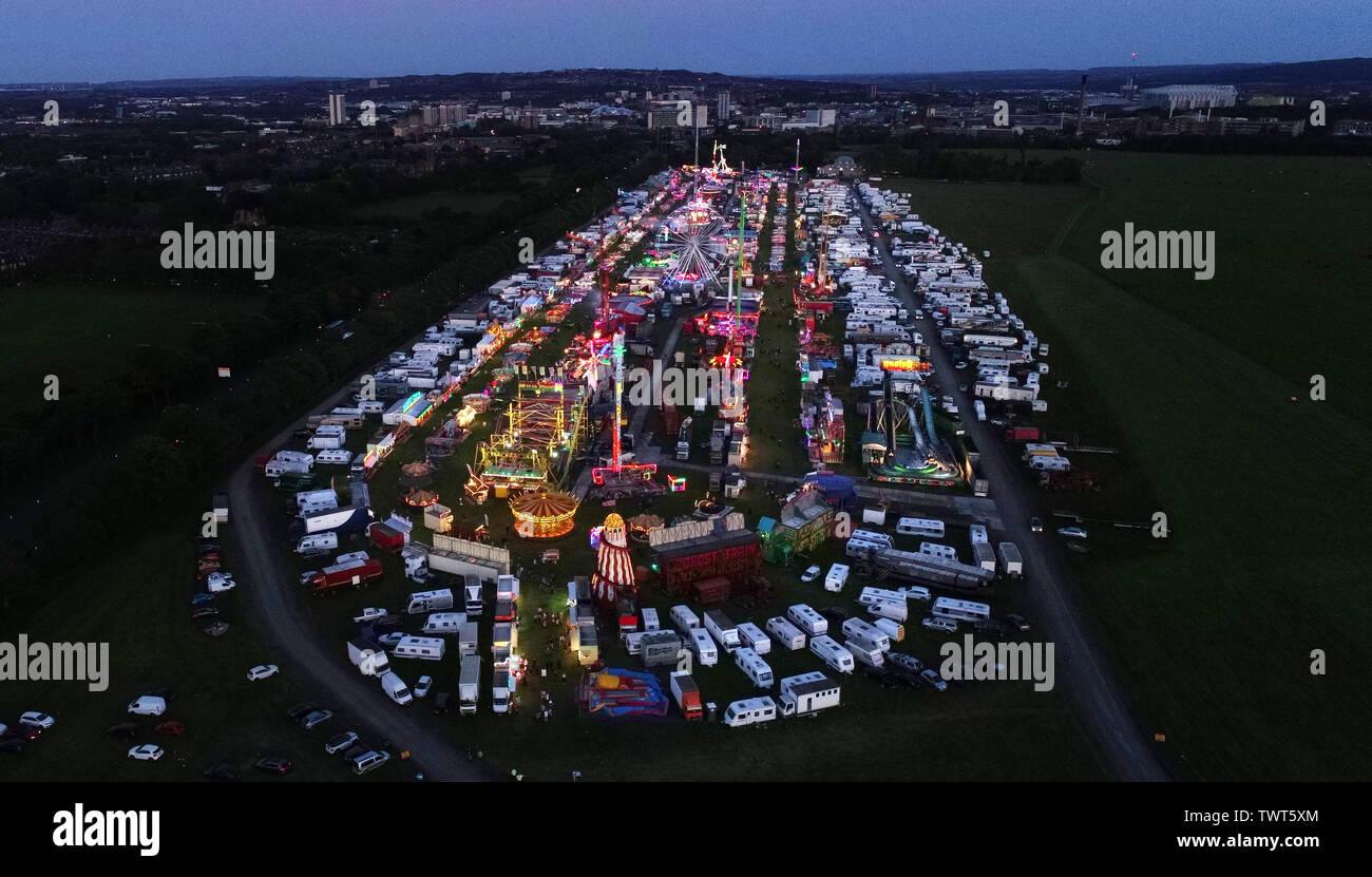 The Hoppings fair, one of Europe's largest travelling funfairs, on Town Moor in Newcastle upon Tyne. Stock Photo