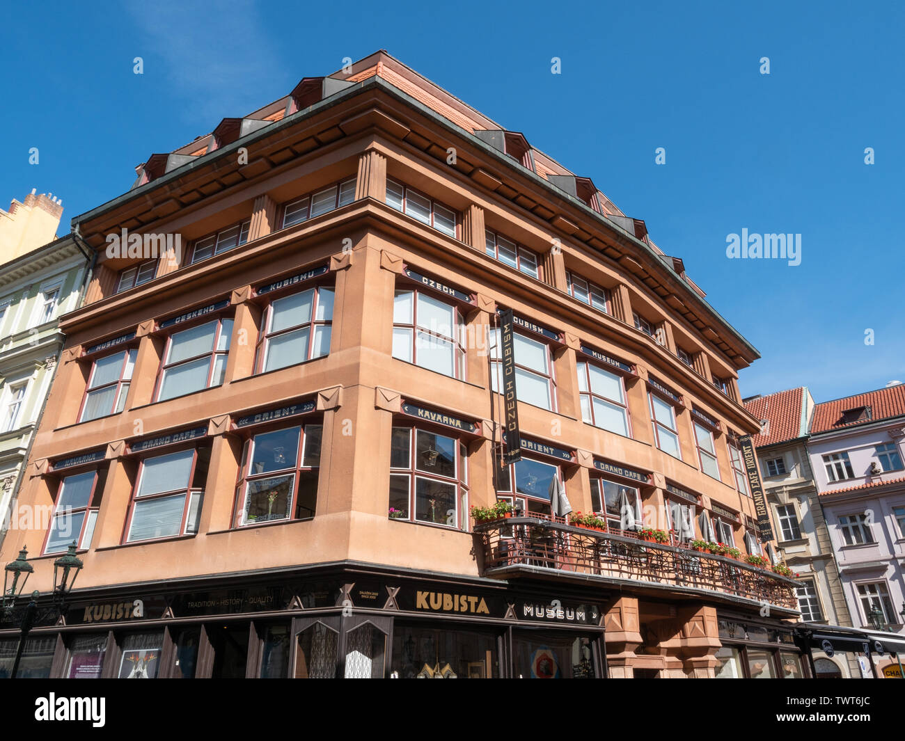 Prague, Czech Republic - June 9 2019: House at the Black Madonna - the dum u cerne matky bozi - with Cubist Grand Cafe Orient in Prague, Czech Republic. A famous example of cubist architecture in Bohemia. Stock Photo