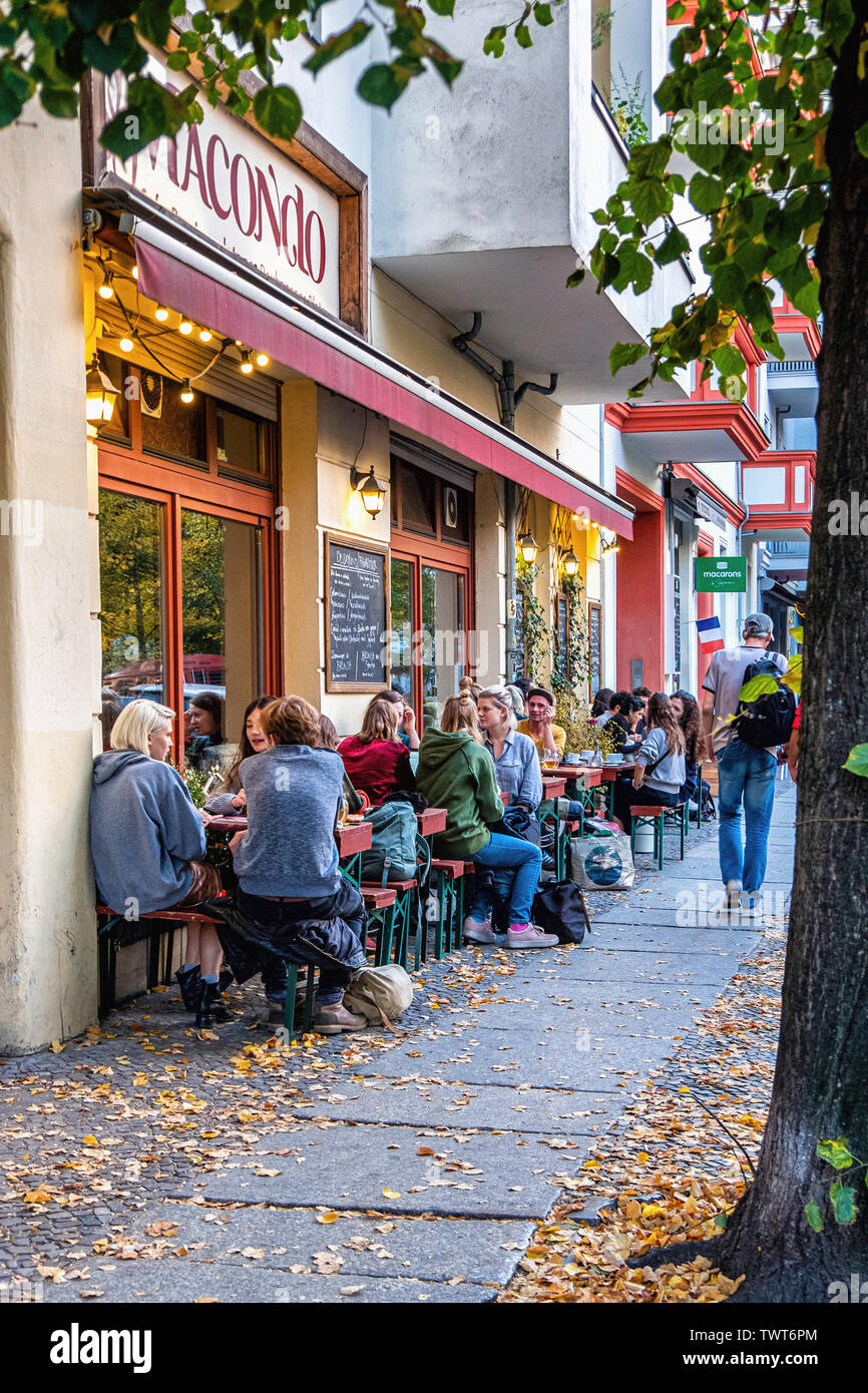 Macondo Cafe Bar Chairs Tables For Alfresco Dining Outside Restaurant Serving South American Cusine In Friedrichshain Berlin Stock Photo Alamy